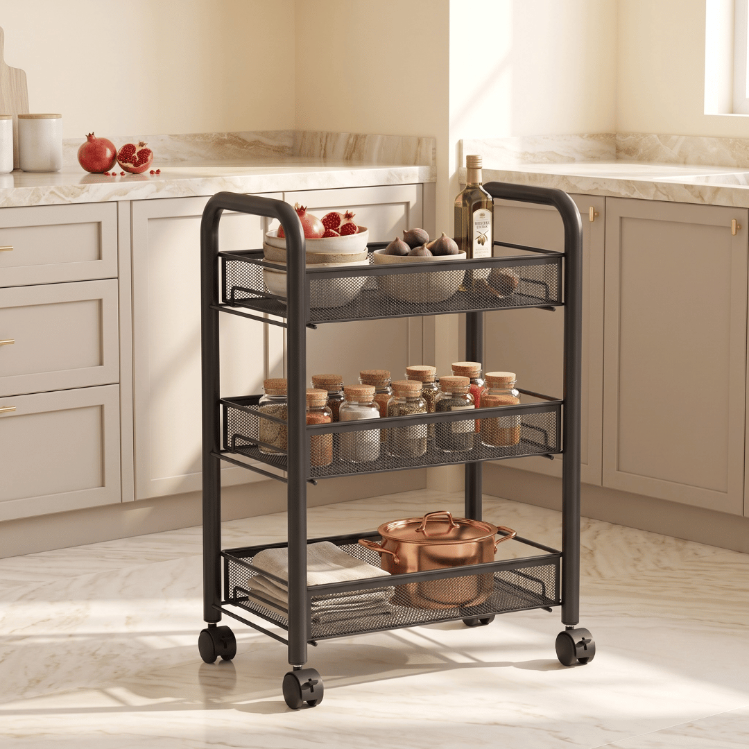 3-Tier Multipurpose Metal Rolling Storage Cart