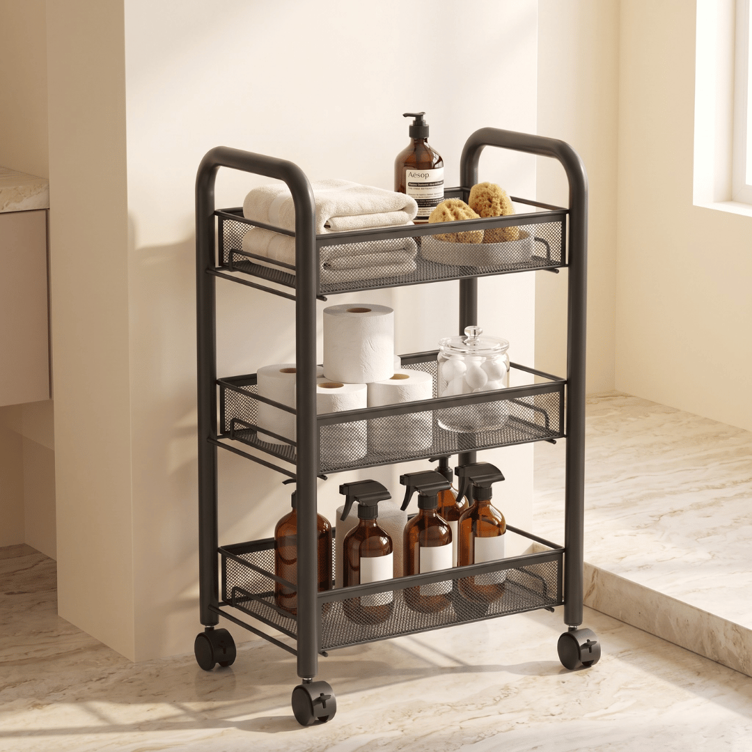 3-Tier Multipurpose Metal Rolling Storage Cart