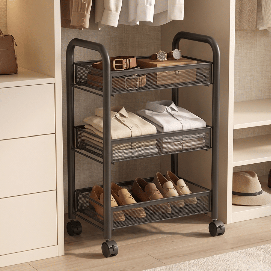 3-Tier Multipurpose Metal Rolling Storage Cart
