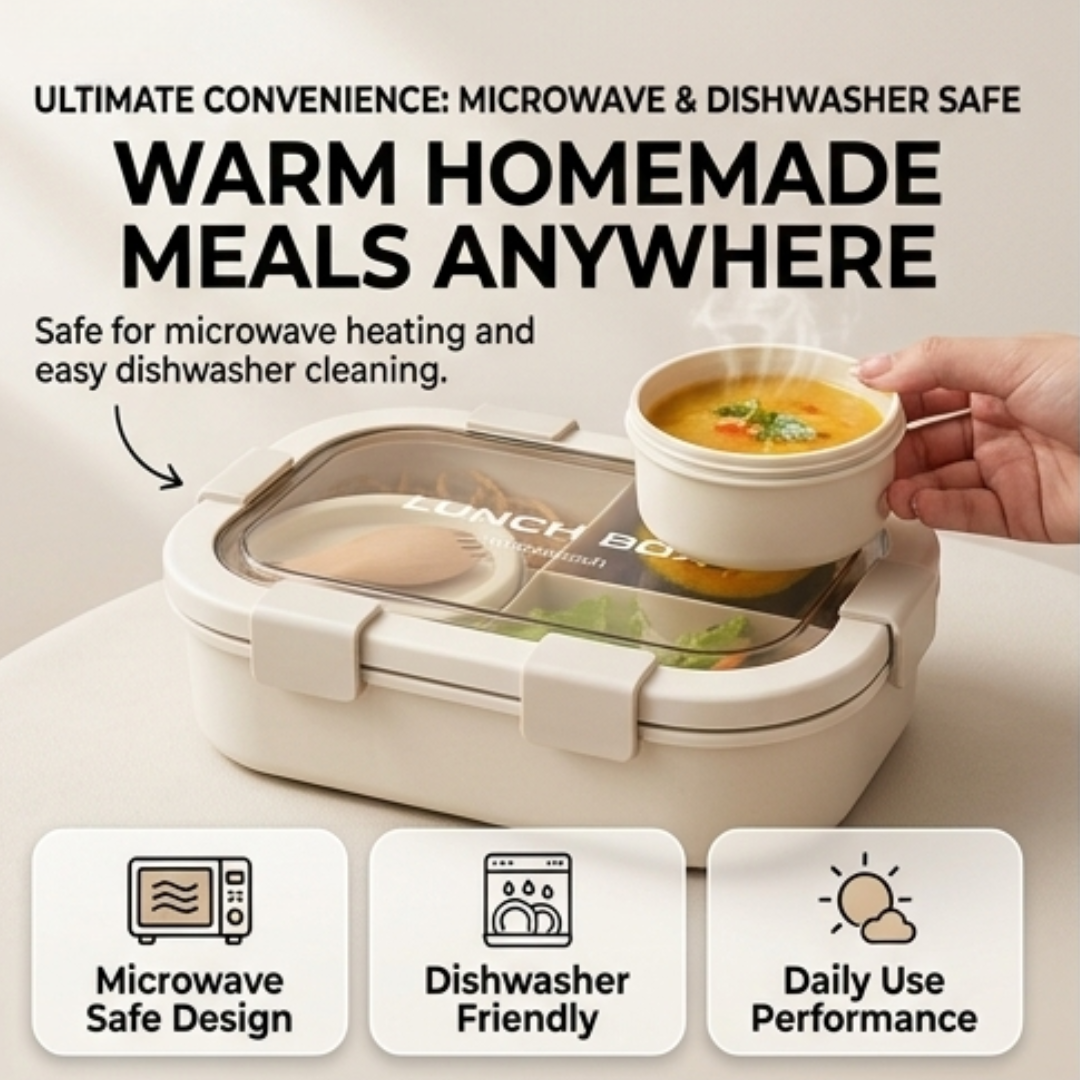 Premium Divided  Airtight Leakproof Lunch Box with Soup Bowl