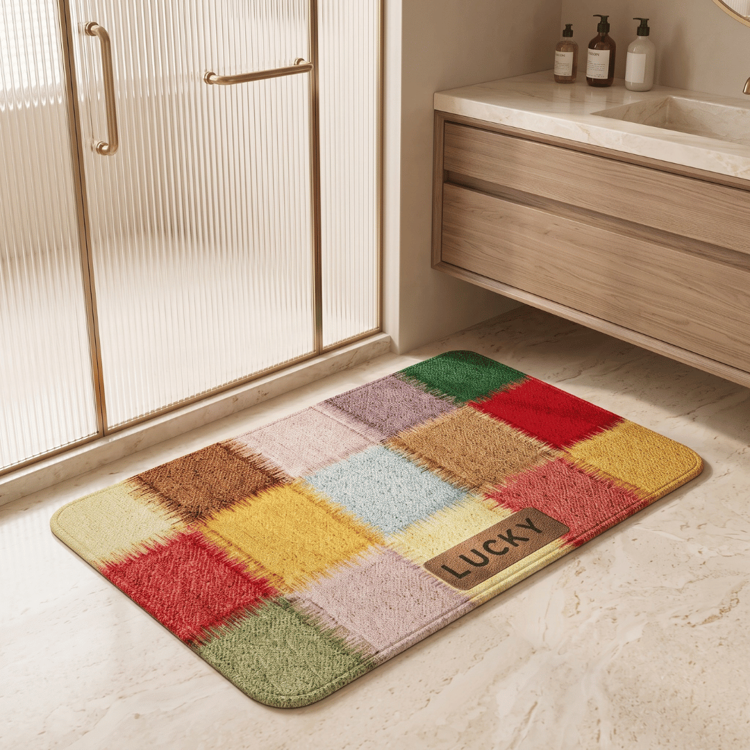 Quick Dry Water Absorbent Linen Kitchen Mat with Non-Slip Rubber Backing