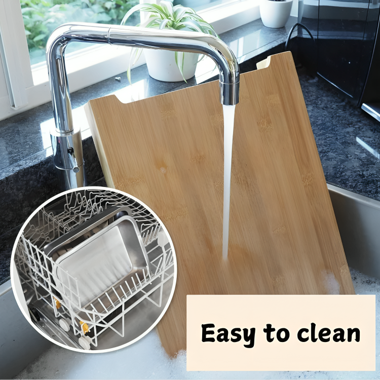 Multi Purpose Bamboo Chopping Board with Dual Steel Containers