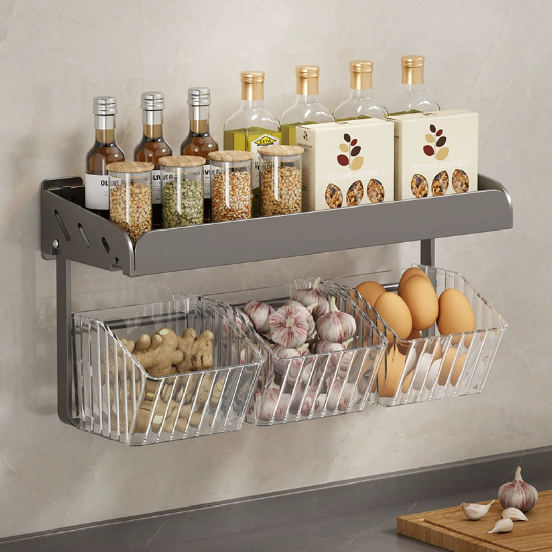 Carbon Steel Acrylic Spice Rack Kitchen Organizer
