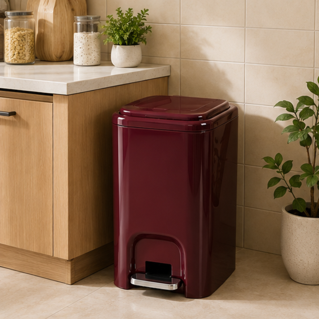 Modern Dual Opening Kitchen Bathroom Trash Bin with Secure Inner Ring