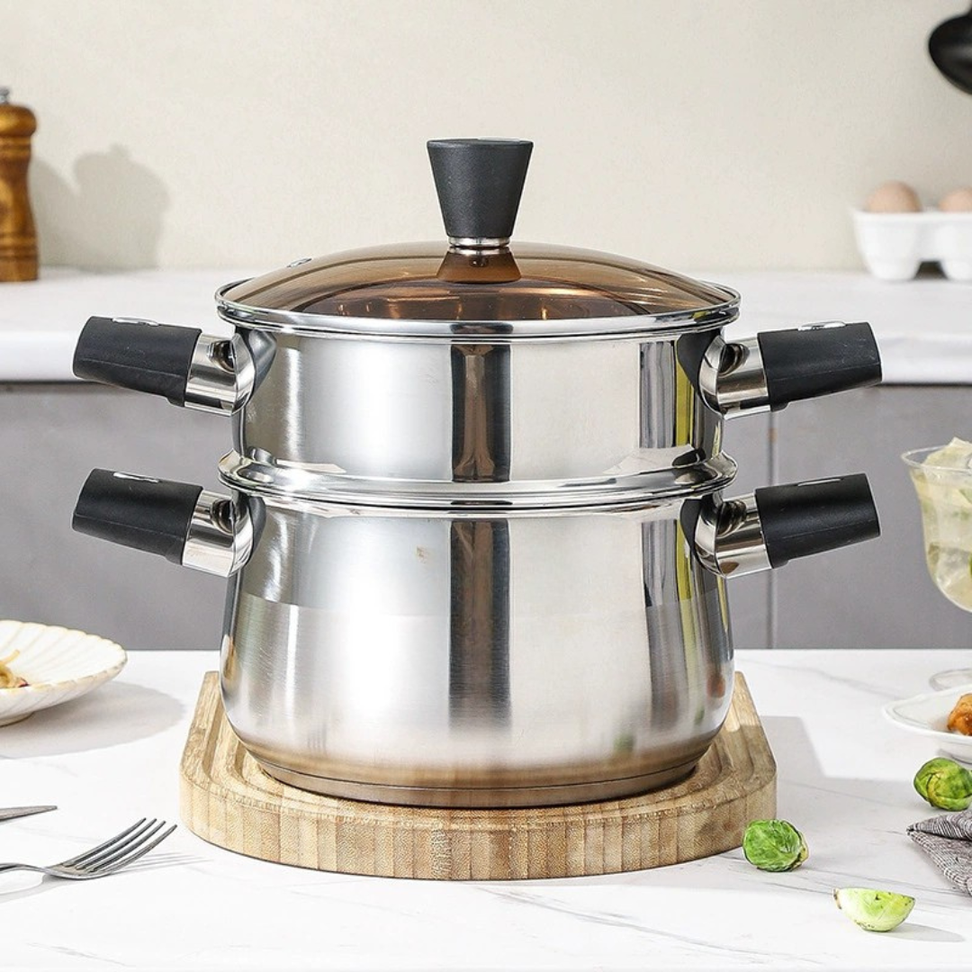 HOMERO Stainless Steel Double Layer Steamer Pot - 22CM (4L)