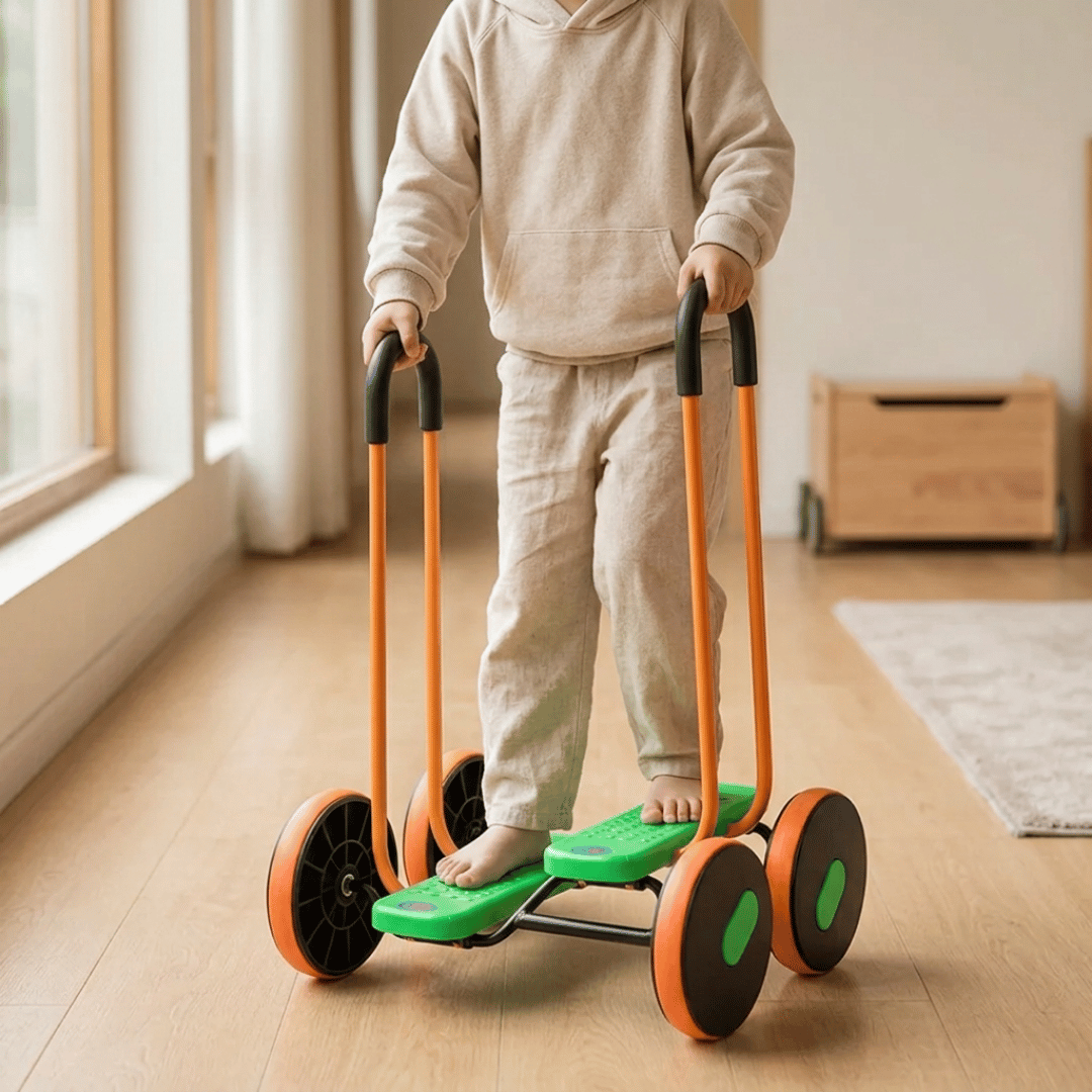 Homero Kids Sensory Balance Scooter with Handrail Outdoor Training Toy (Red Color)