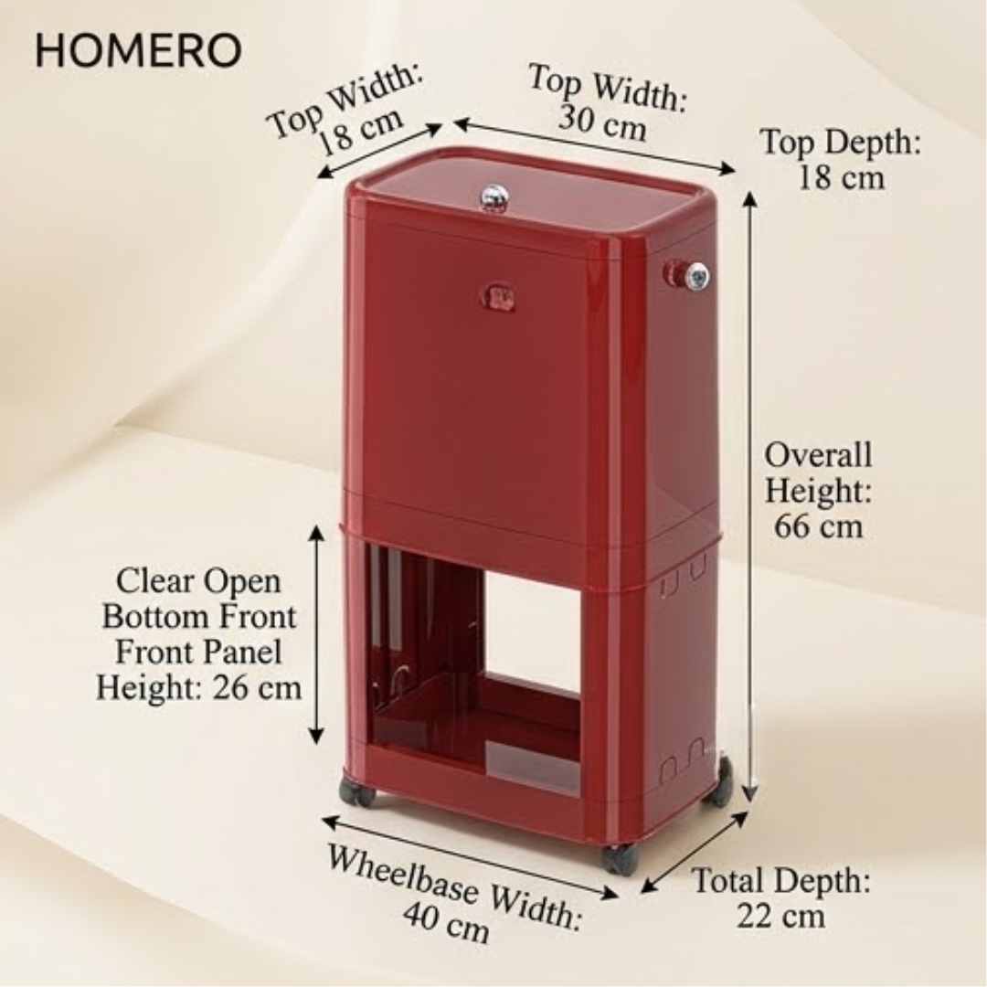 Multifunctional 2 Layer Portable Kitchen Waste Bin with Odour Control and Smooth Mobility