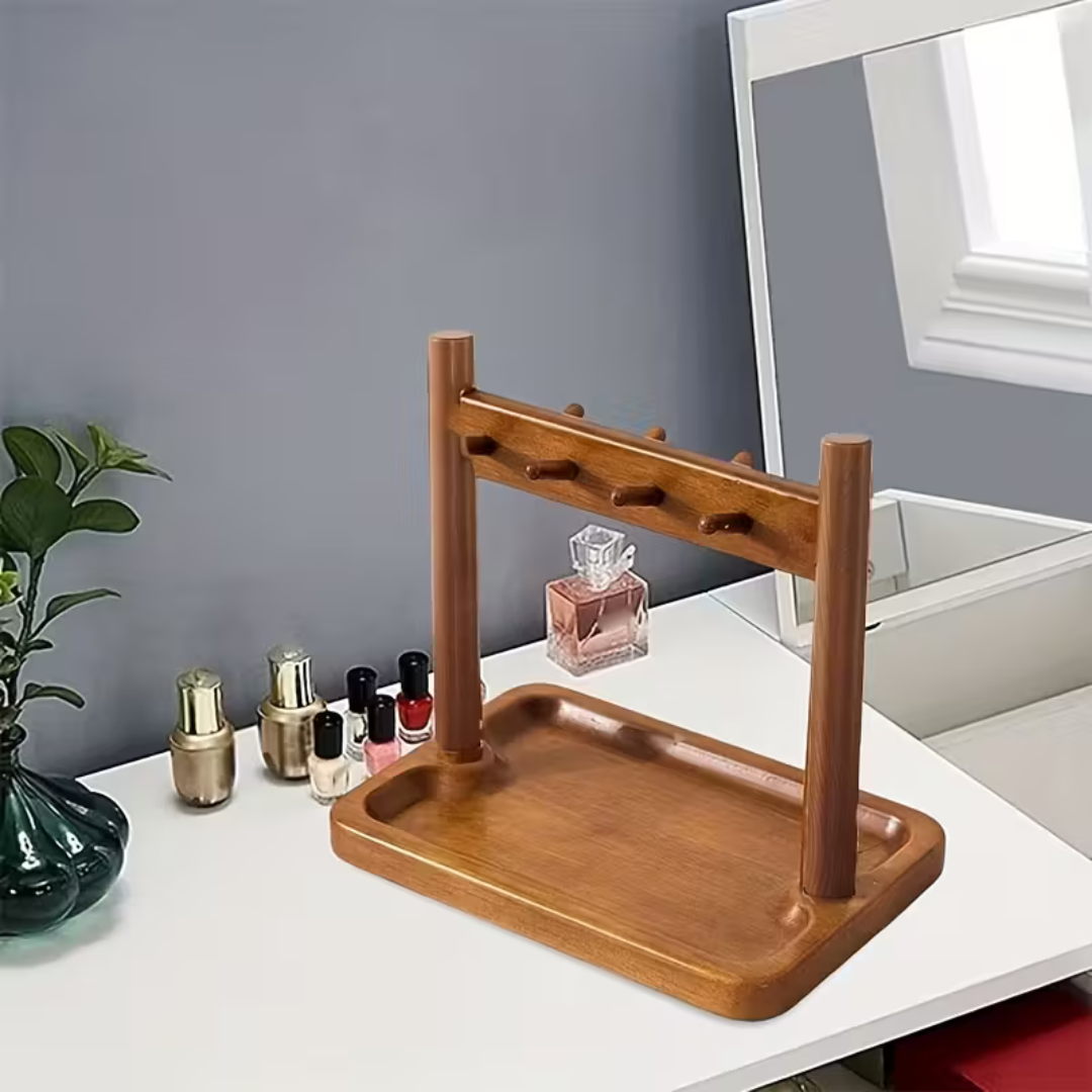Smart Multi-Hook Design Modern Wooden Desktop Key Organizer