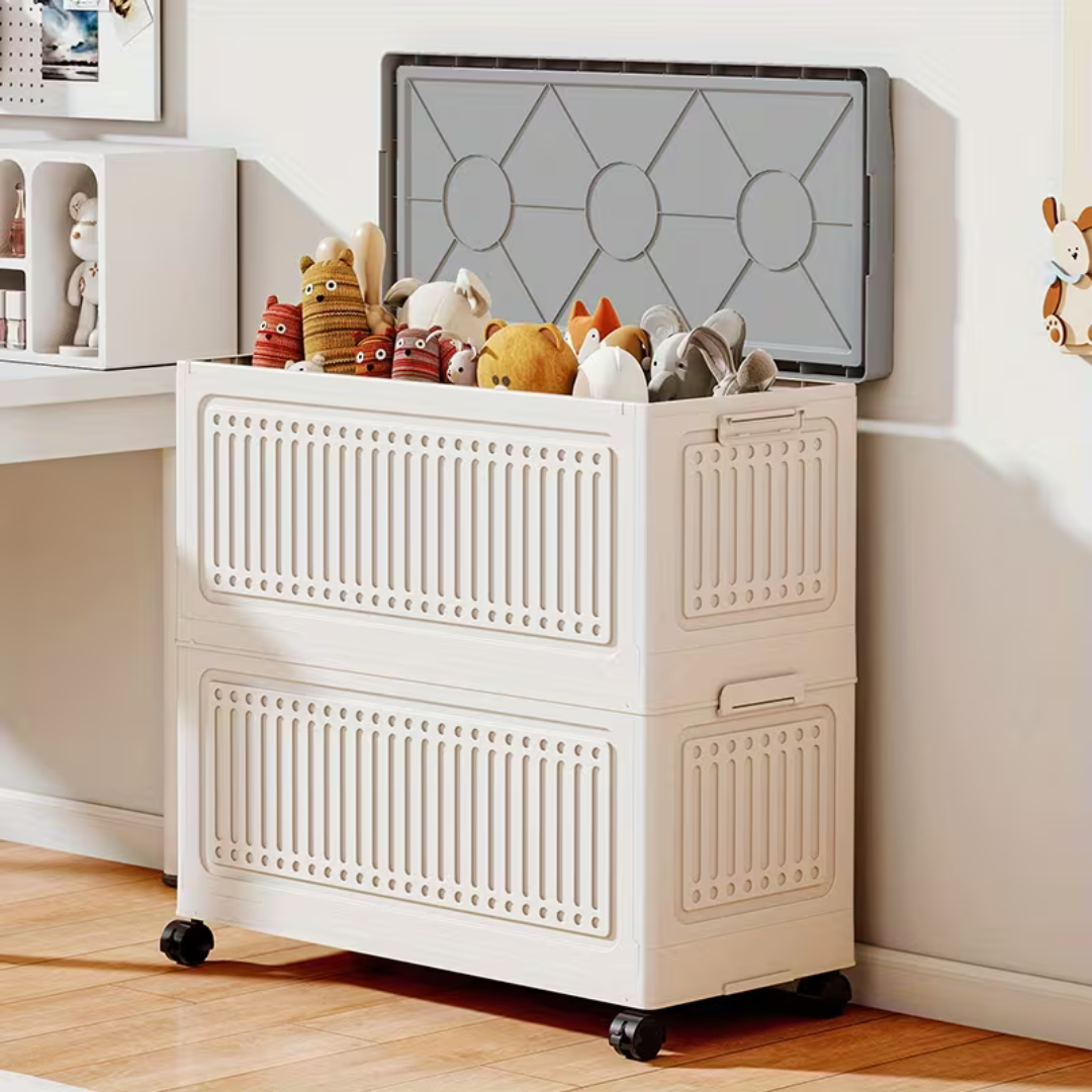 2-Tier Foldable Multi Purpose Storage Organizer with Wheels