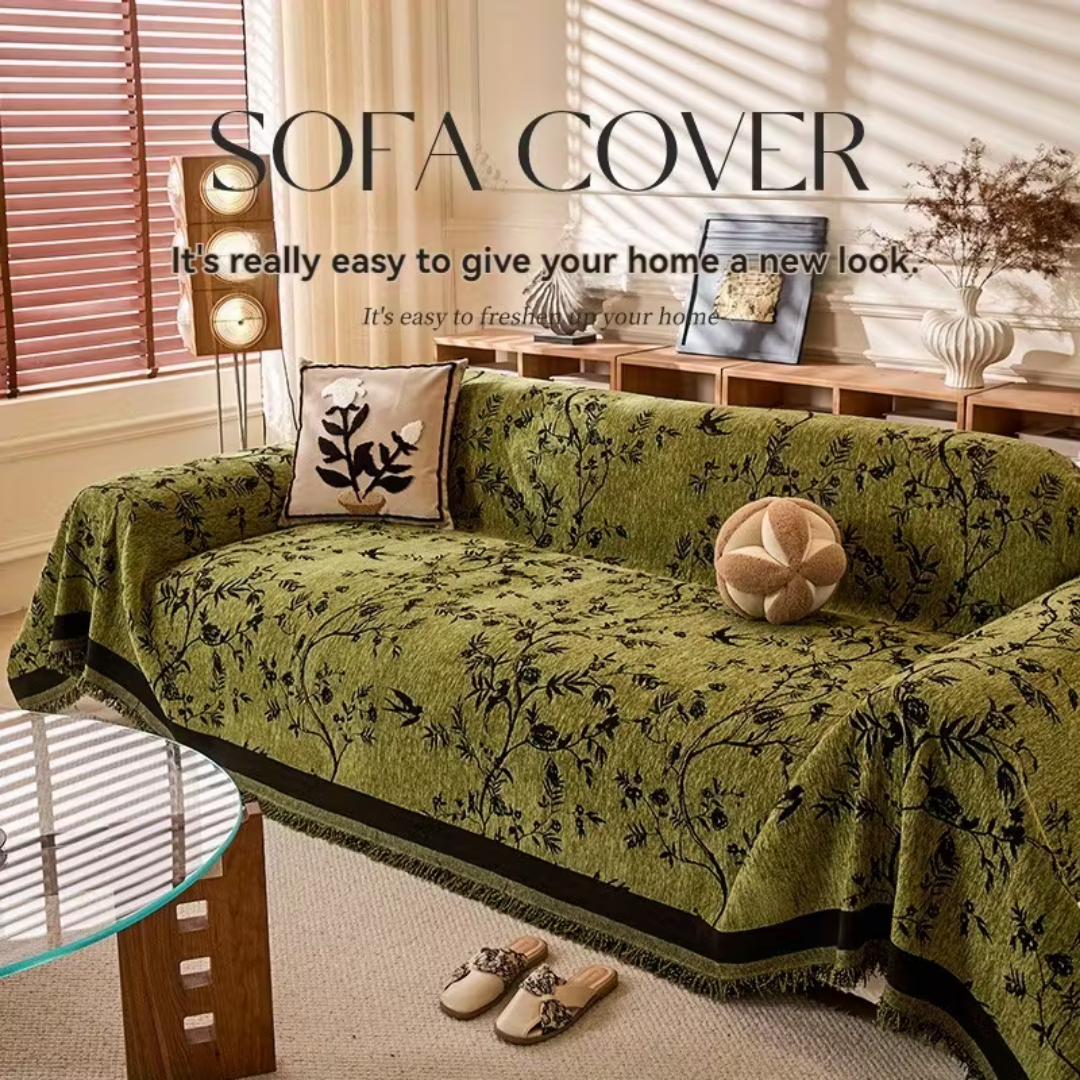 Flower Pattern Luxury Chenille Fabric Reversible Sofa Cover