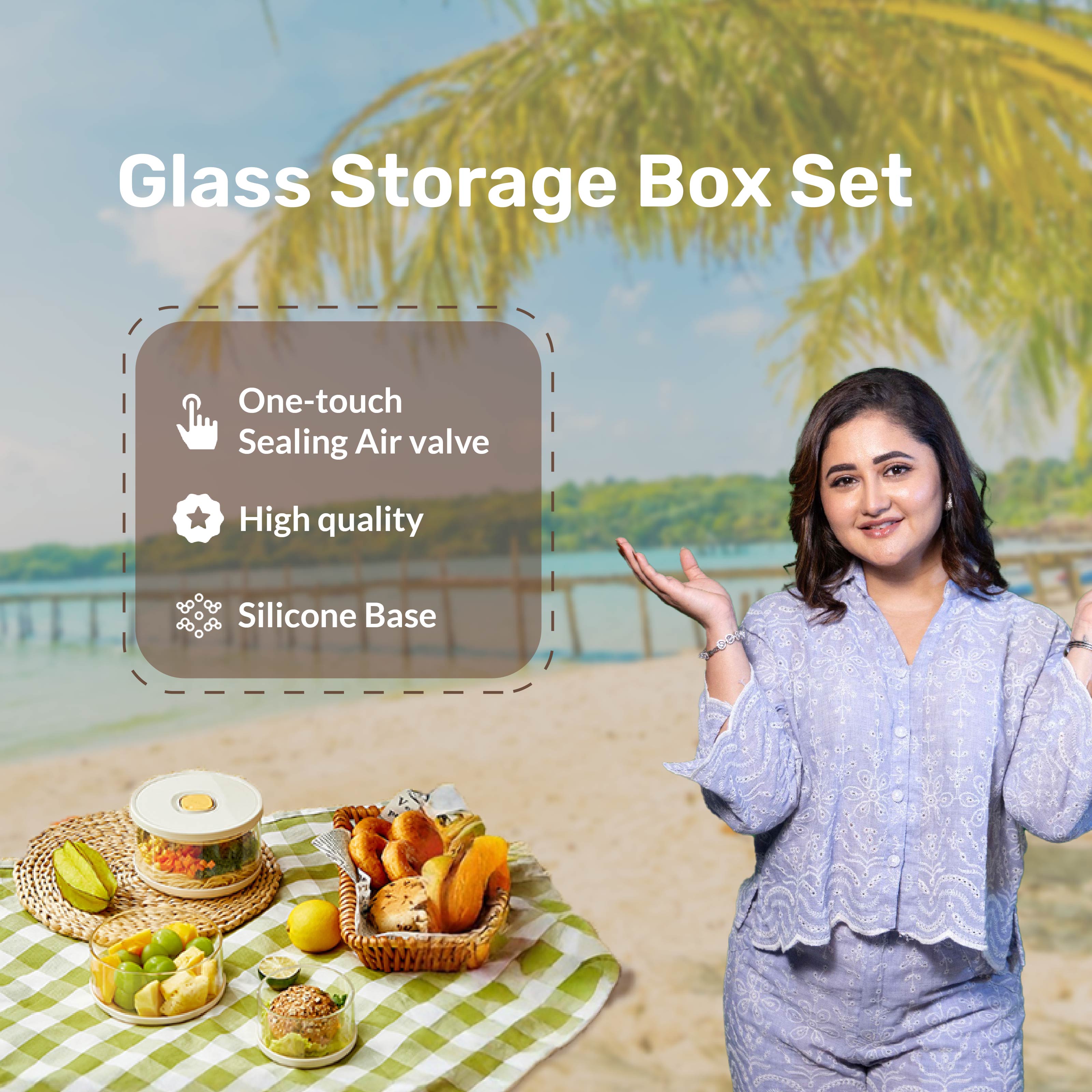 Sealed Glass Storage Box Set with Airtight Locking Lid
