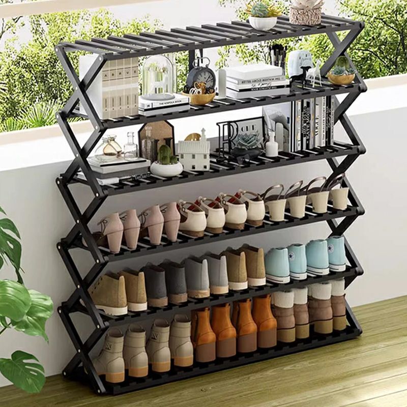 Foldable Space Saving Bamboo Multi Purpose Shoe Storage Rack