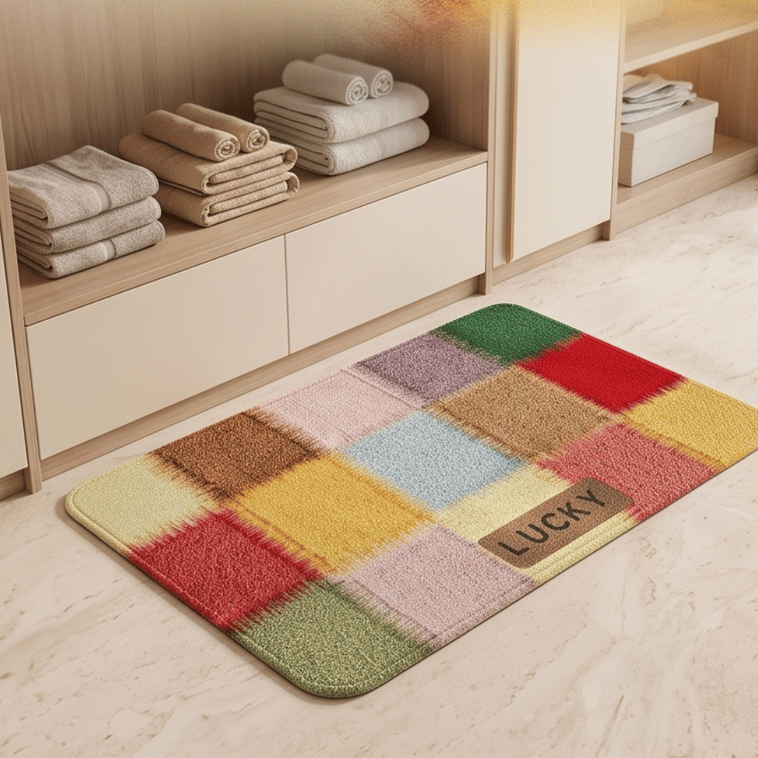 Quick Dry Water Absorbent Linen Kitchen Mat with Non-Slip Rubber Backing
