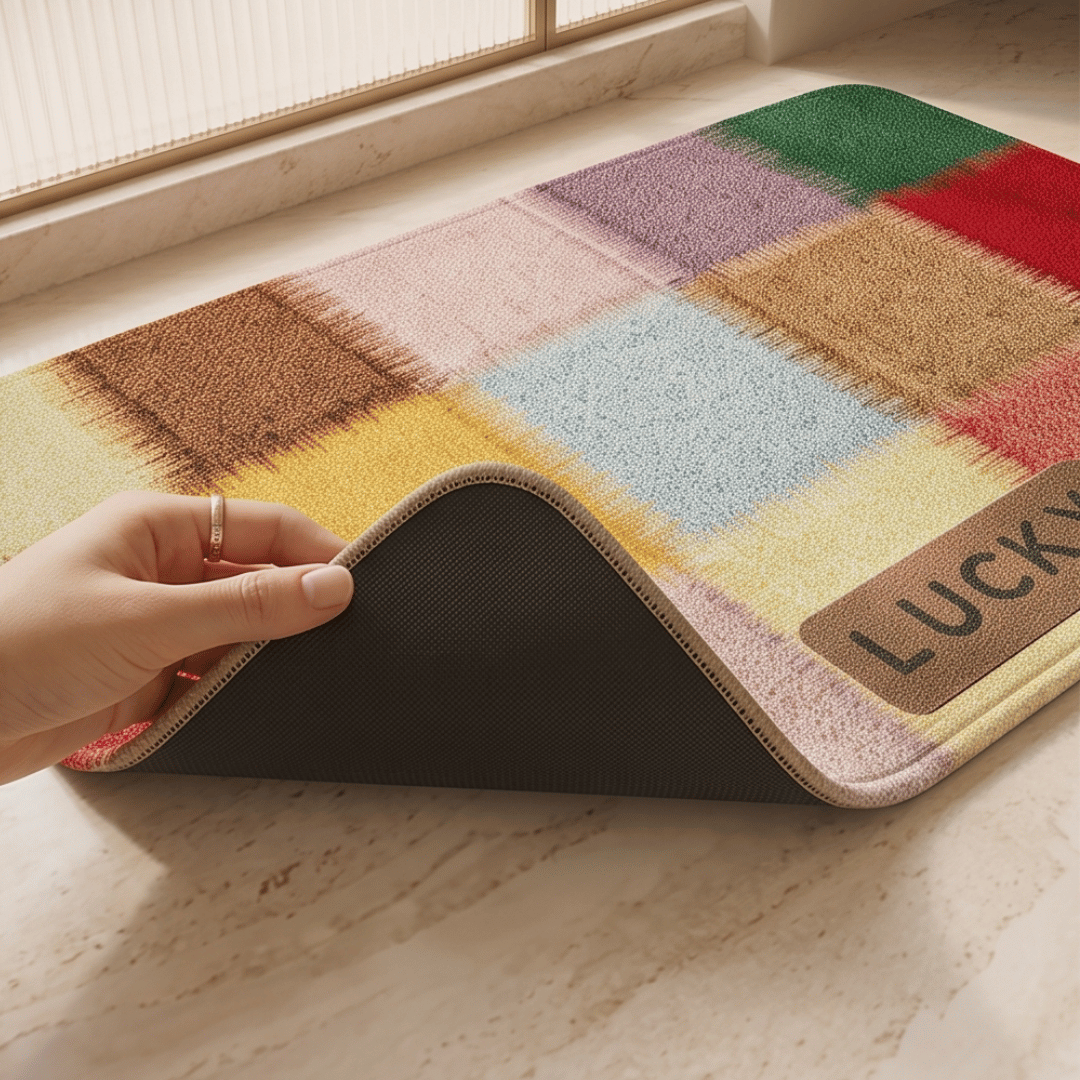Quick Dry Water Absorbent Linen Kitchen Mat with Non-Slip Rubber Backing