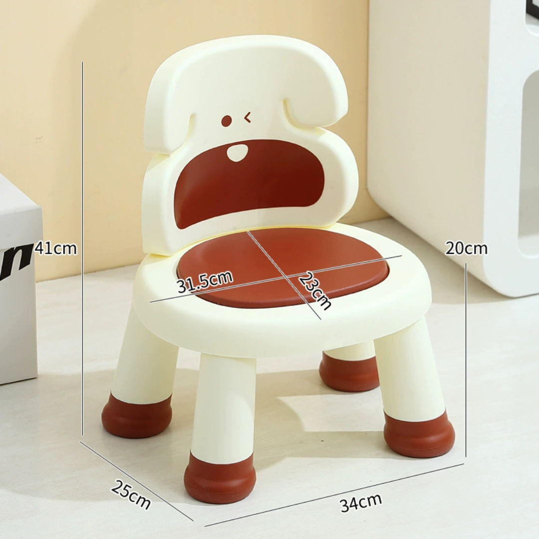 Kids Squeaky Plastic Chair with Comfortable Backrest and Anti Slip Base