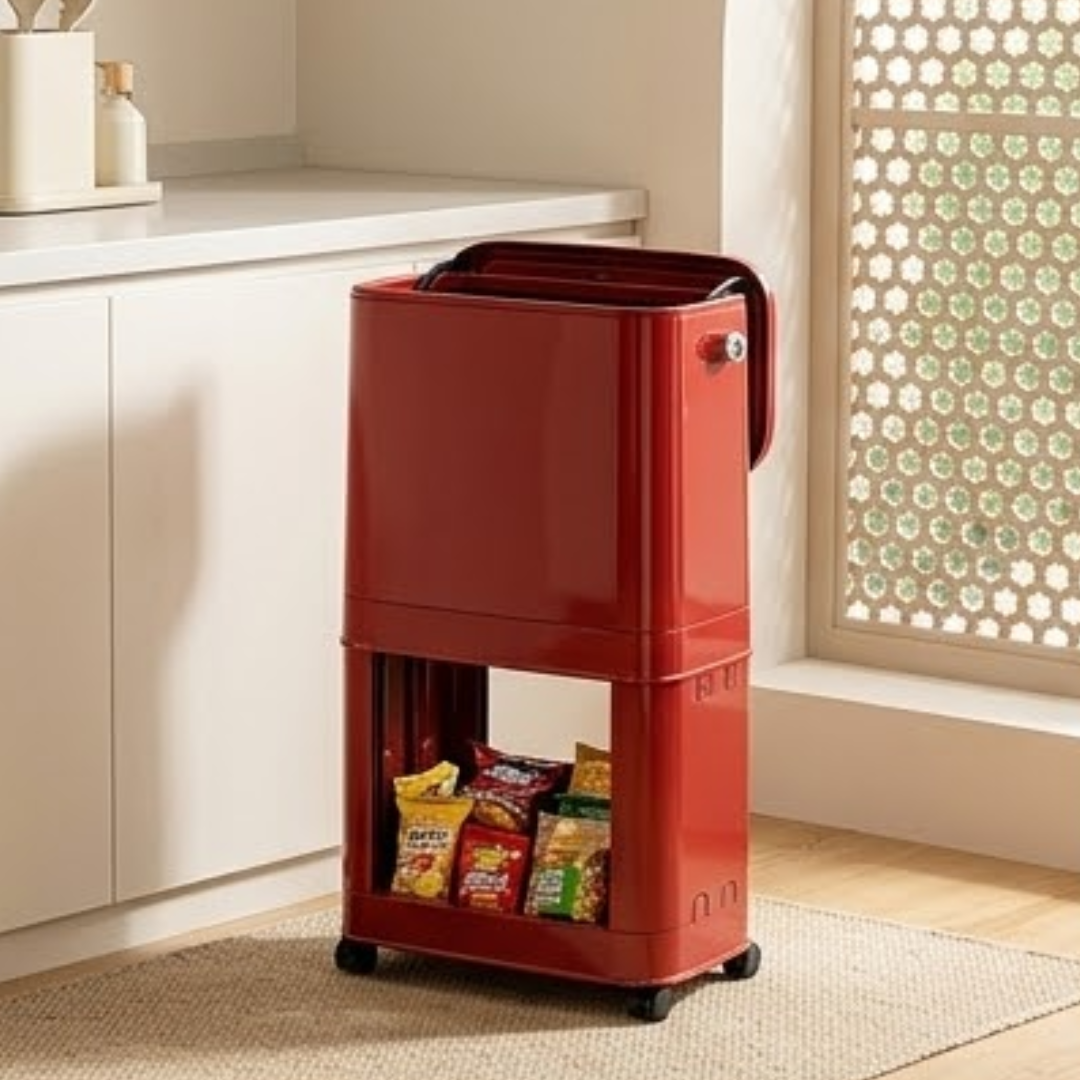 Multifunctional 2 Layer Portable Kitchen Waste Bin with Odour Control and Smooth Mobility