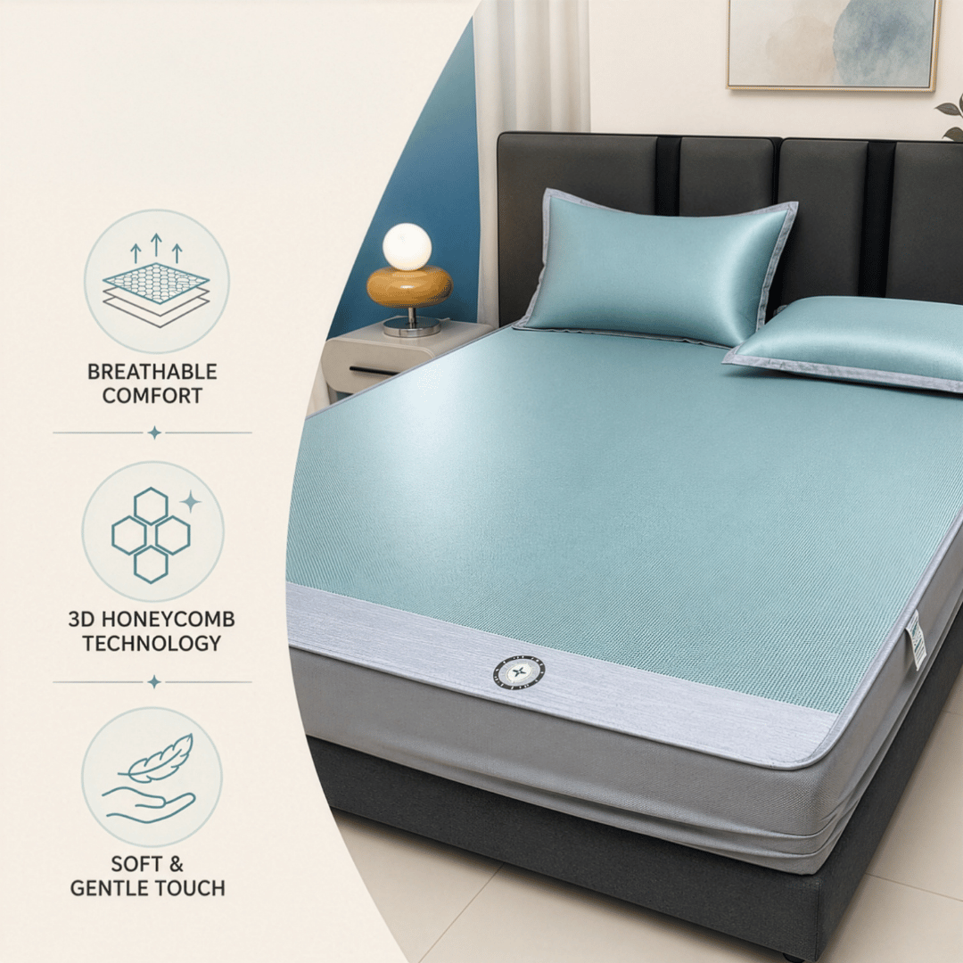 Homero 3D Honeycomb Comfort Breathable Bed Sheet Set with Pillow Cover - 150×200cm