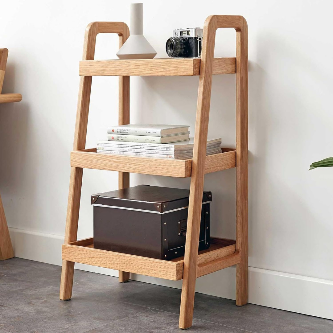Multi Purpose Oak Wood Storage Shelf Portable Display Stand