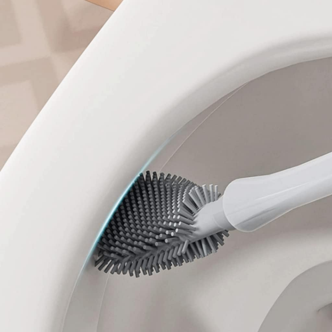Automatic Open Close Soft Silicone Bristle Wall Mounted Toilet Brush Set