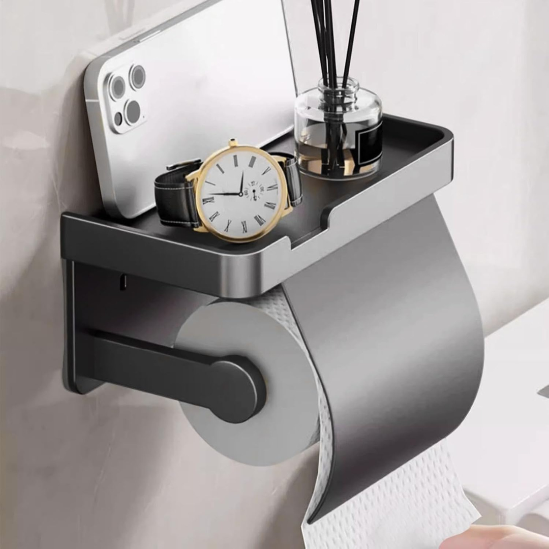 Premium Wall Mounted Toilet Paper Holder Waterproof Shelf
