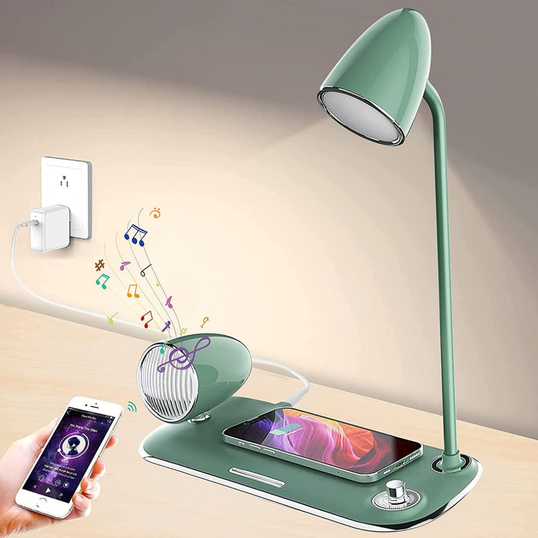 HOMERO 3 in 1 Eye-Caring Desk Lamp with Bluetooth Speaker Wireless Charger