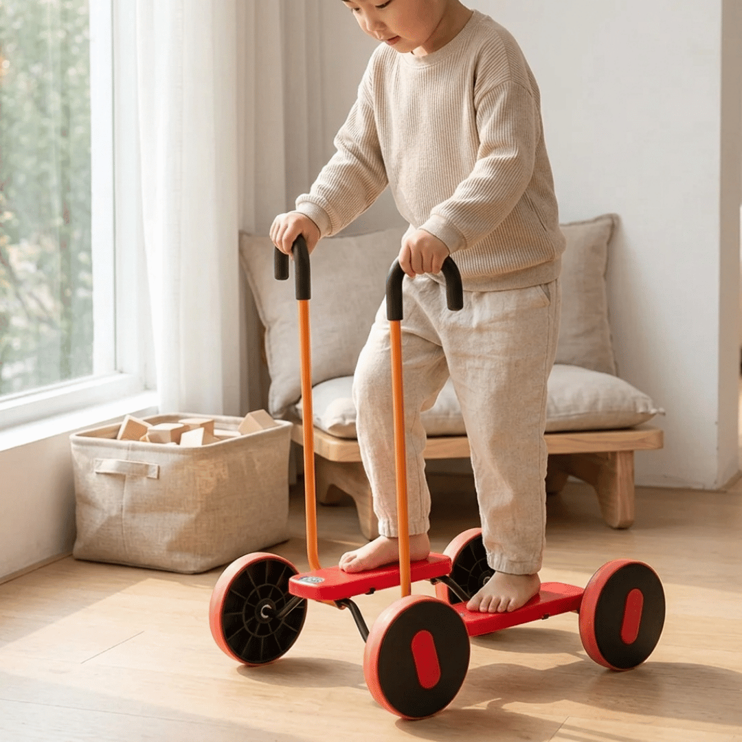 Homero Kids Sensory Balance Scooter with Handrail Outdoor Training Toy (Red Color)
