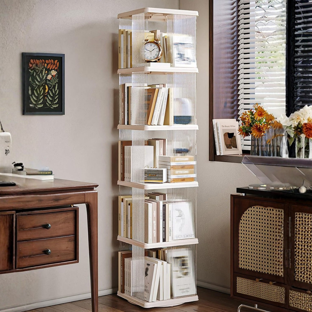 HOMERO 360° Rotating Modern ABS Storage Bookshelf for Home & Office