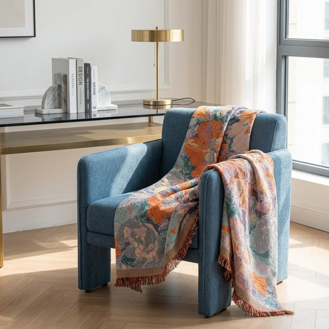 Luxury Floral Woven Multiuse Throw Sofa Cover