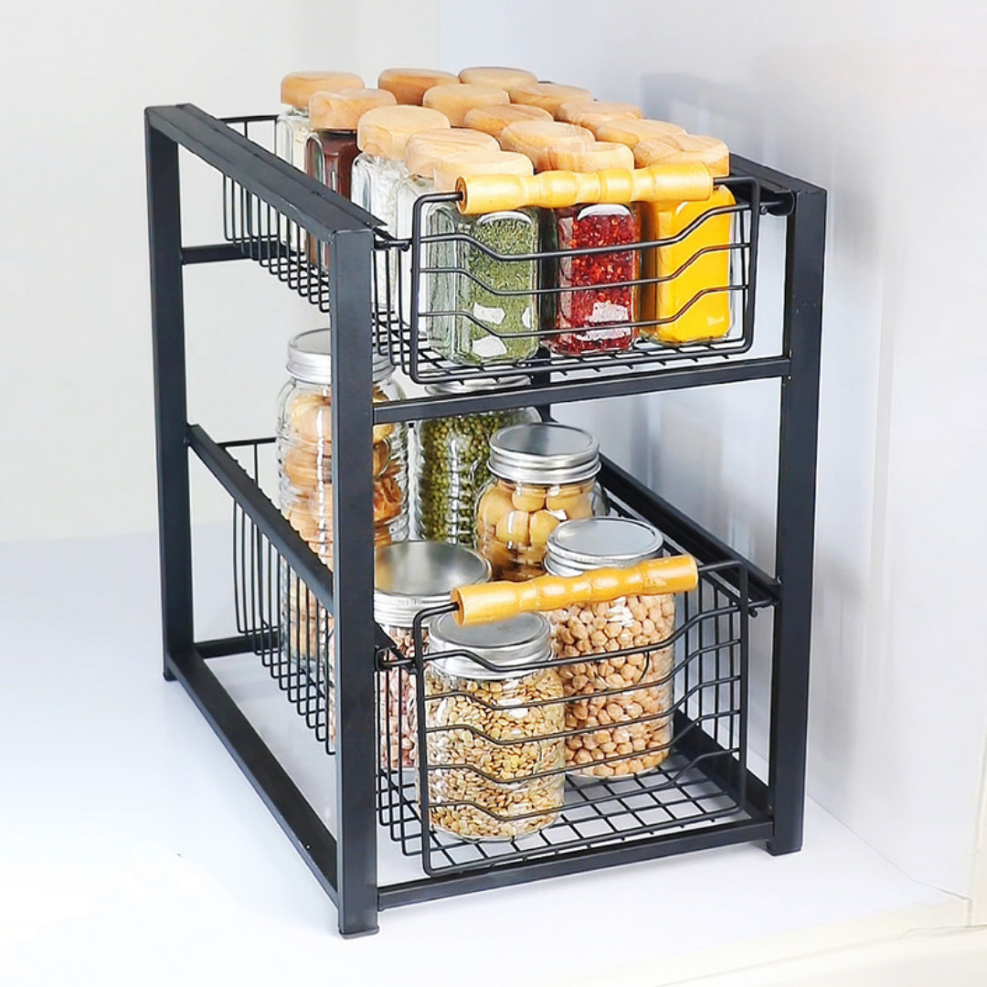 HOMERO Multi-Purpose Two Layer Sliding Storage Organizer
