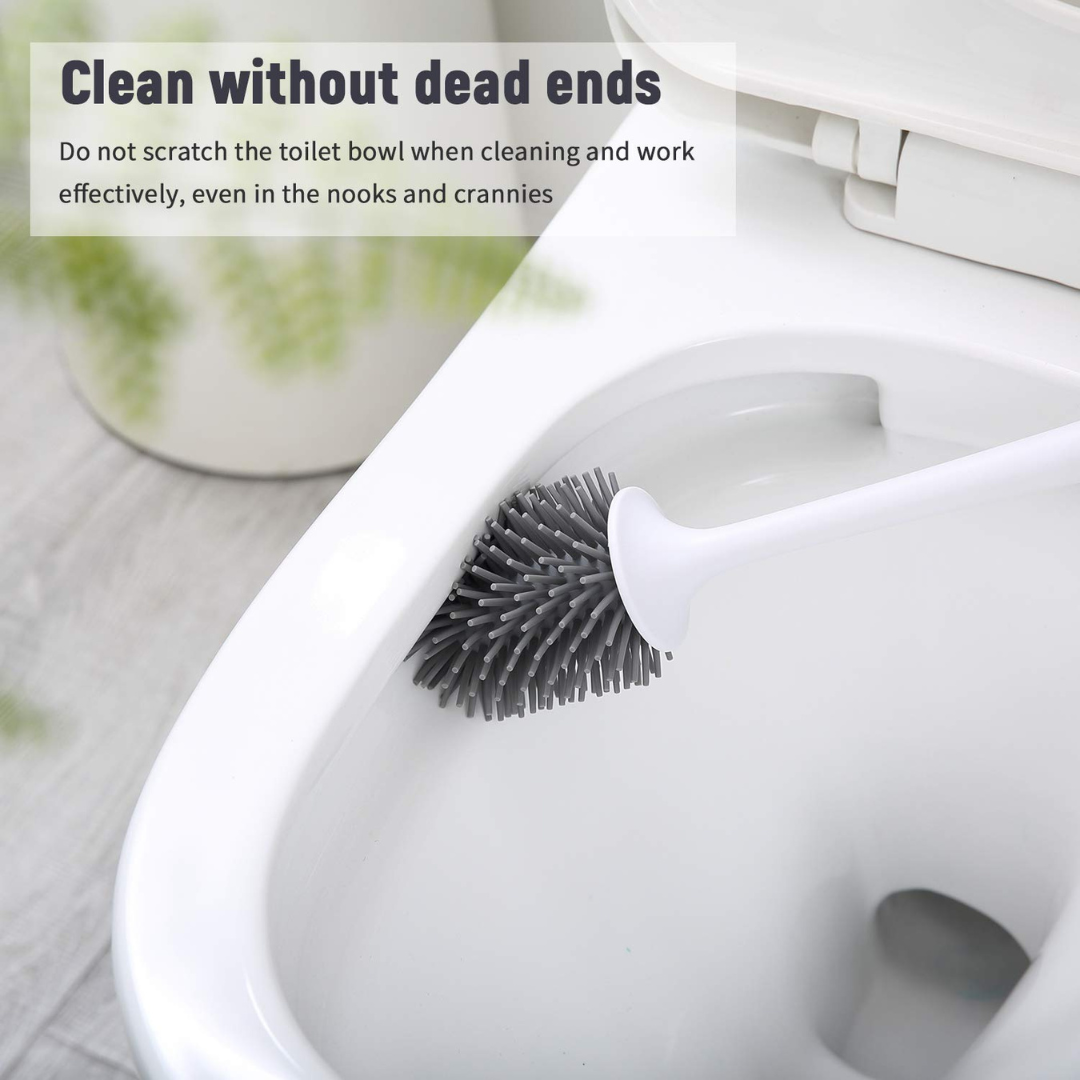 Wall Mounted Silicone Toilet Long Handle Cleaning Brush Set