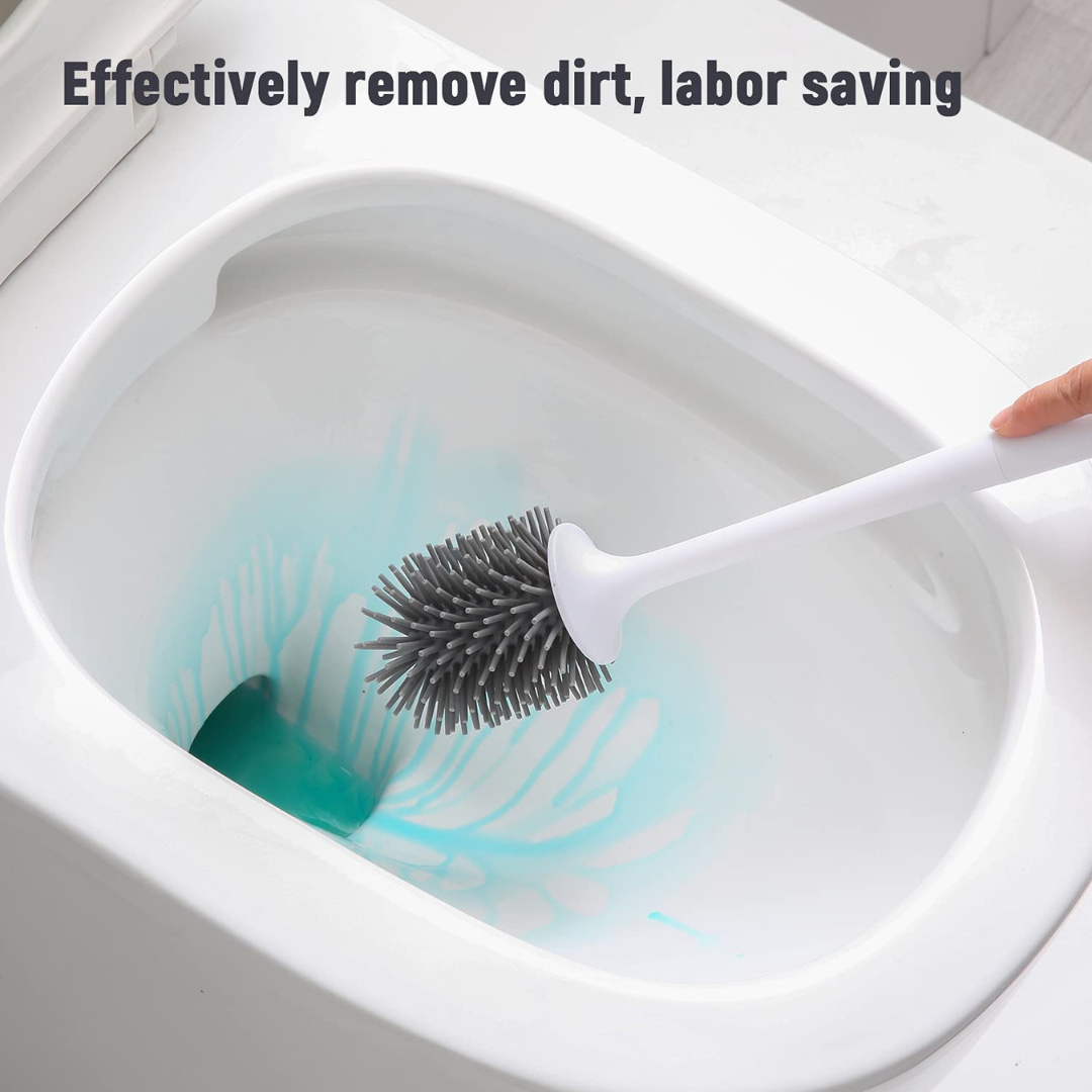 Wall Mounted Silicone Toilet Long Handle Cleaning Brush Set