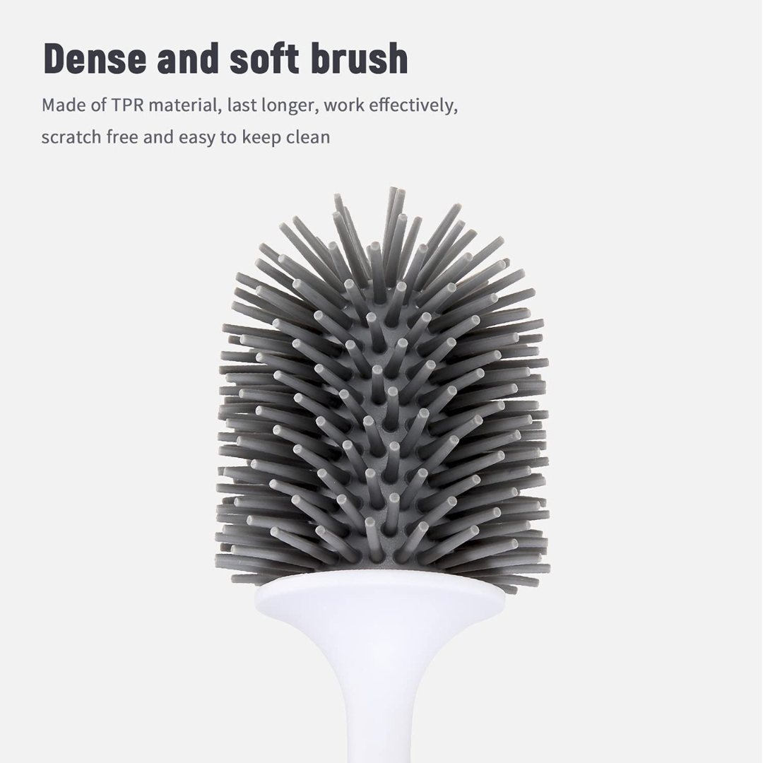 Wall Mounted Silicone Toilet Long Handle Cleaning Brush Set