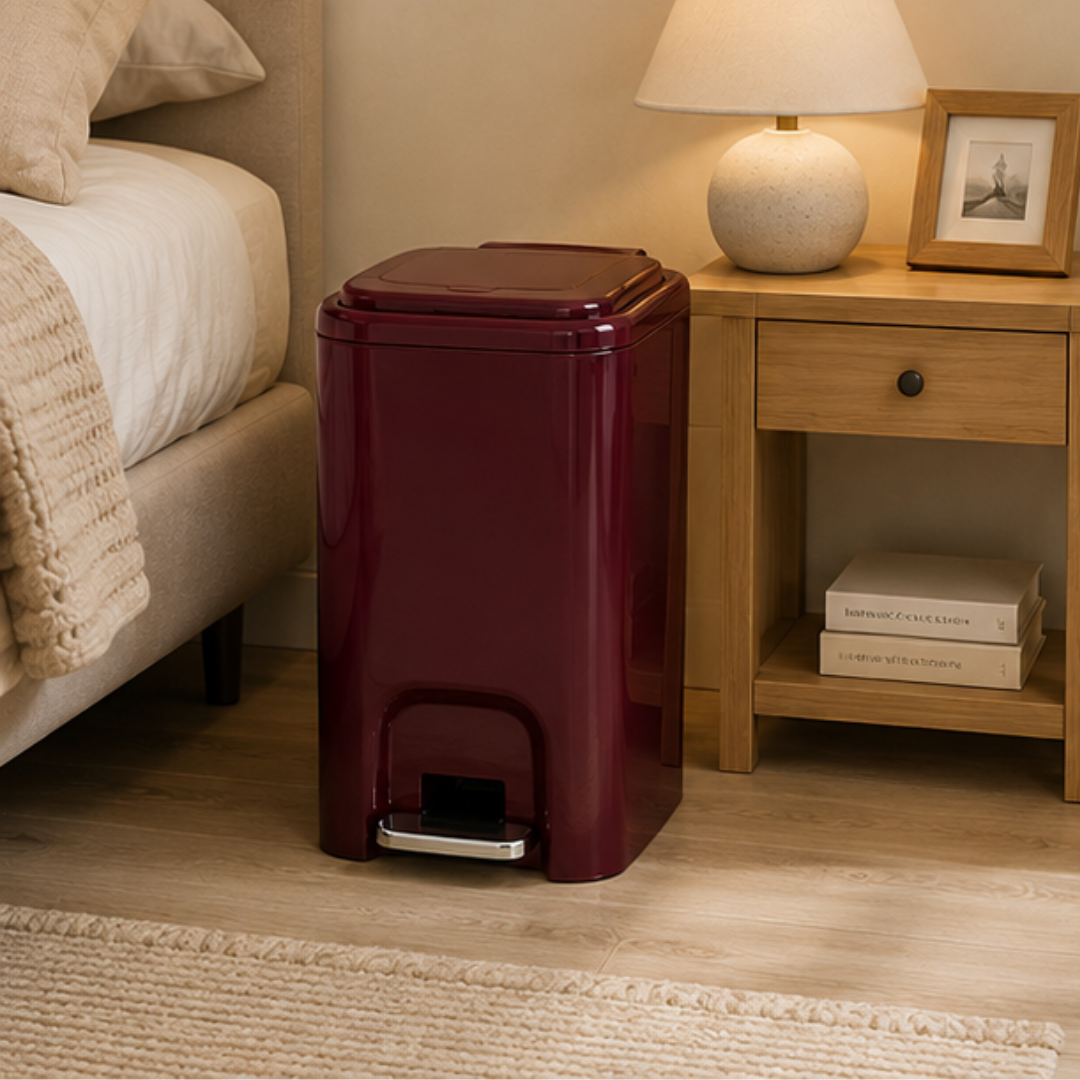 Modern Dual Opening Kitchen Bathroom Trash Bin with Secure Inner Ring