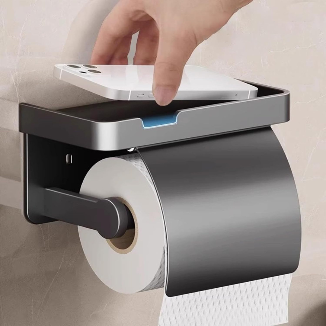 Premium Wall Mounted Toilet Paper Holder Waterproof Shelf