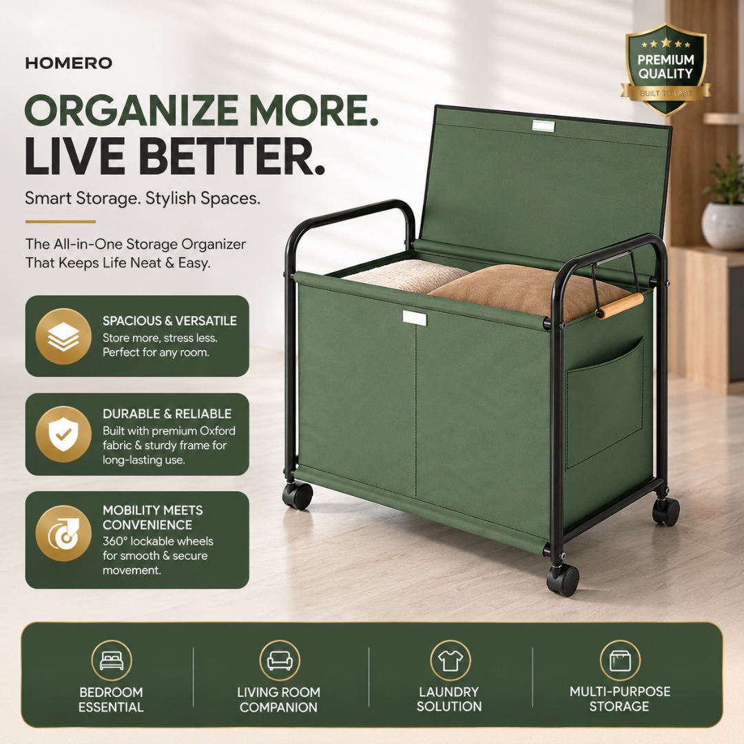 Multifunction Oxford Fabric Storage Organizer Cart with Dust Cover & Lockable Wheels