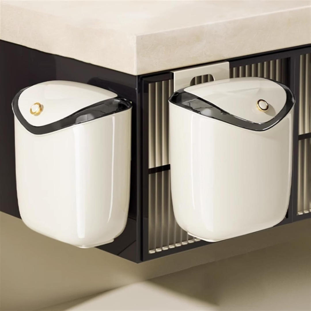 Multi Purpose Wall-Mount Wide Opening Waste Bin with Sliding Lid