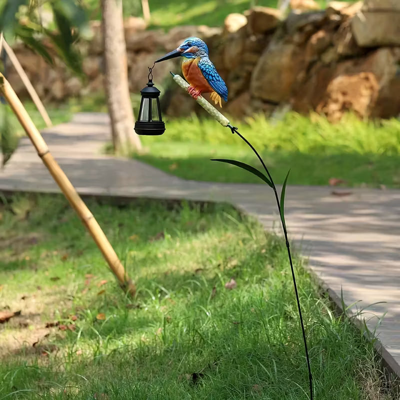 Decorative Outdoor Solar Kingfisher Garden Lantern
