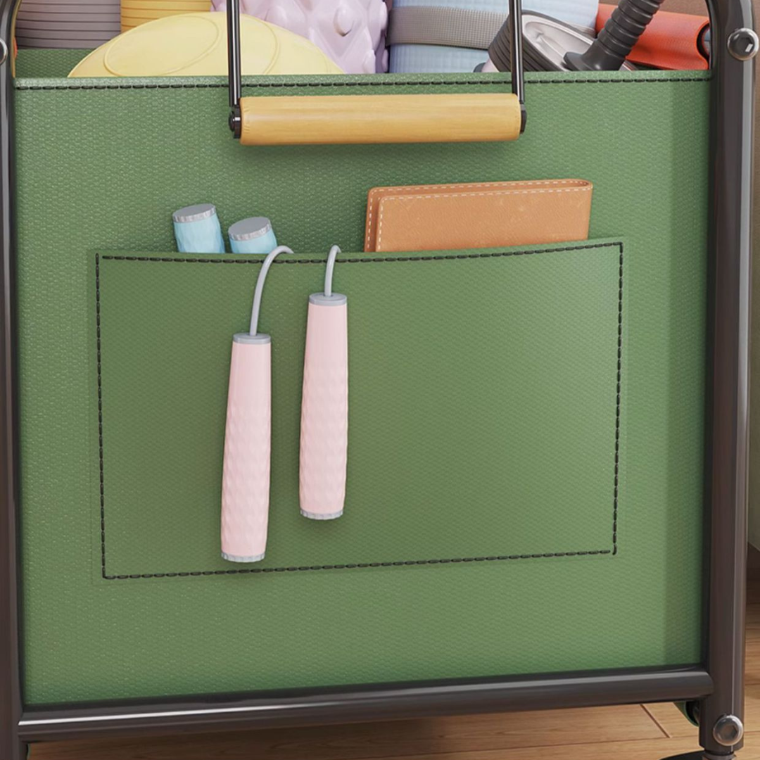 Multifunction Oxford Fabric Storage Organizer Cart with Dust Cover & Lockable Wheels