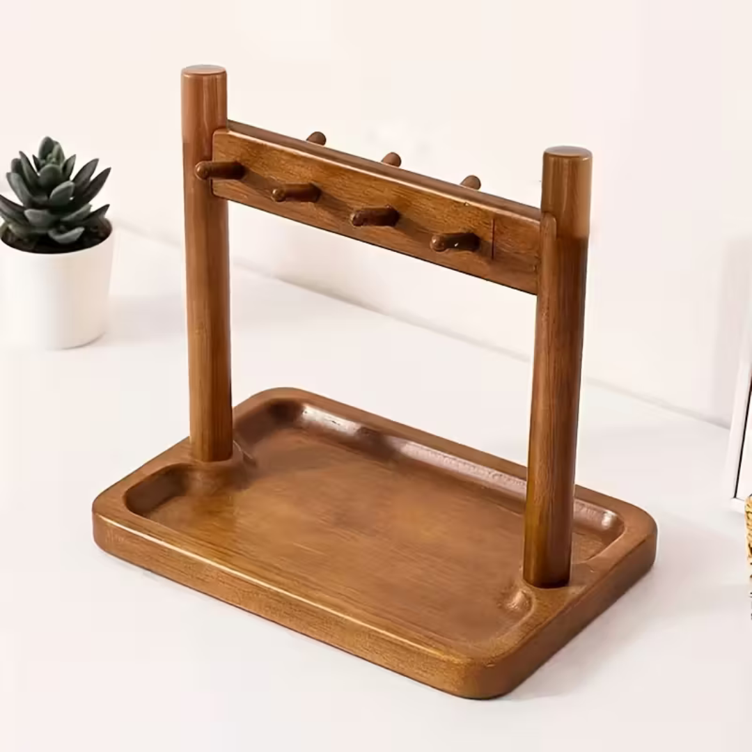 Smart Multi-Hook Design Modern Wooden Desktop Key Organizer