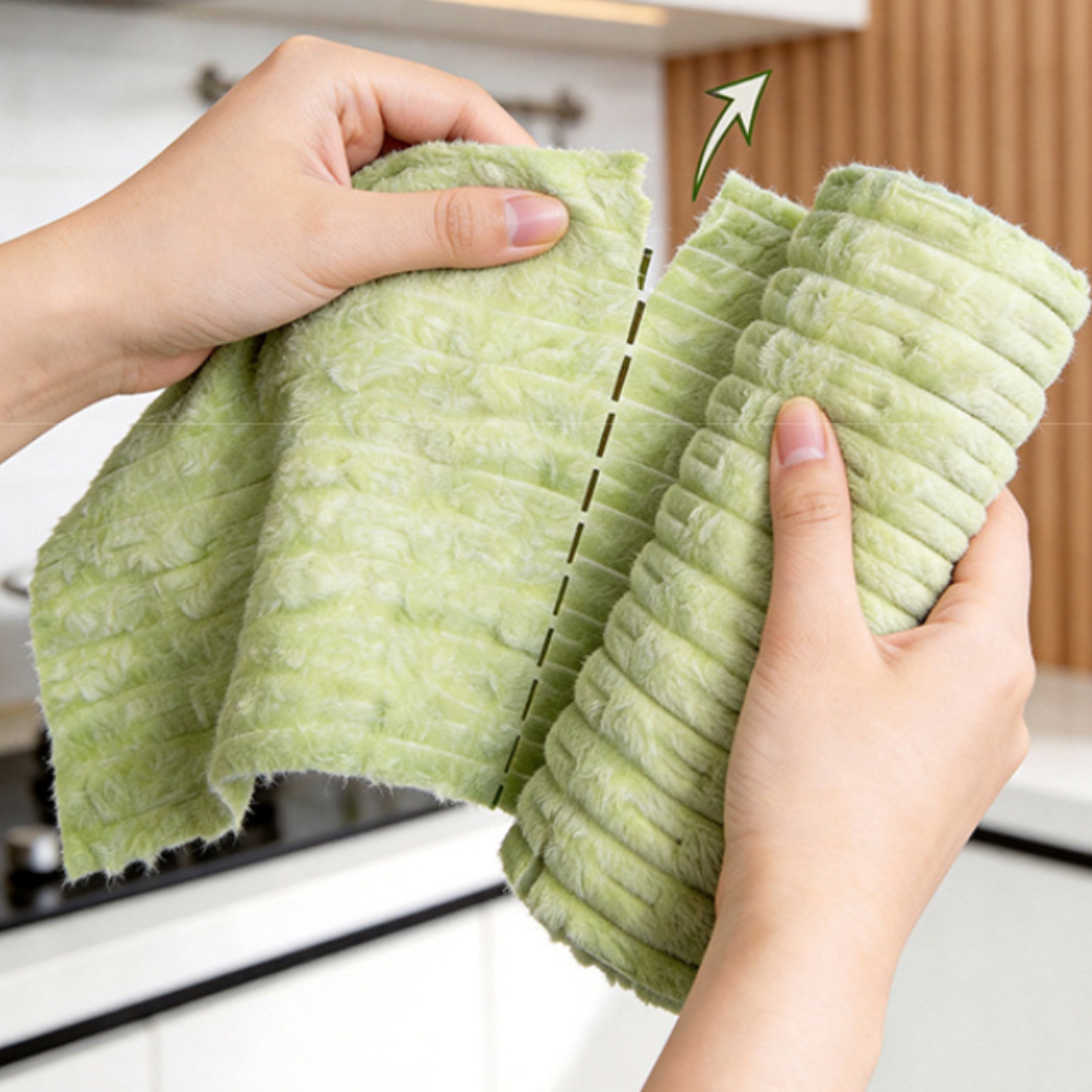 Multipurpose Reusable Coral Fleece Kitchen Cleaning Cloth