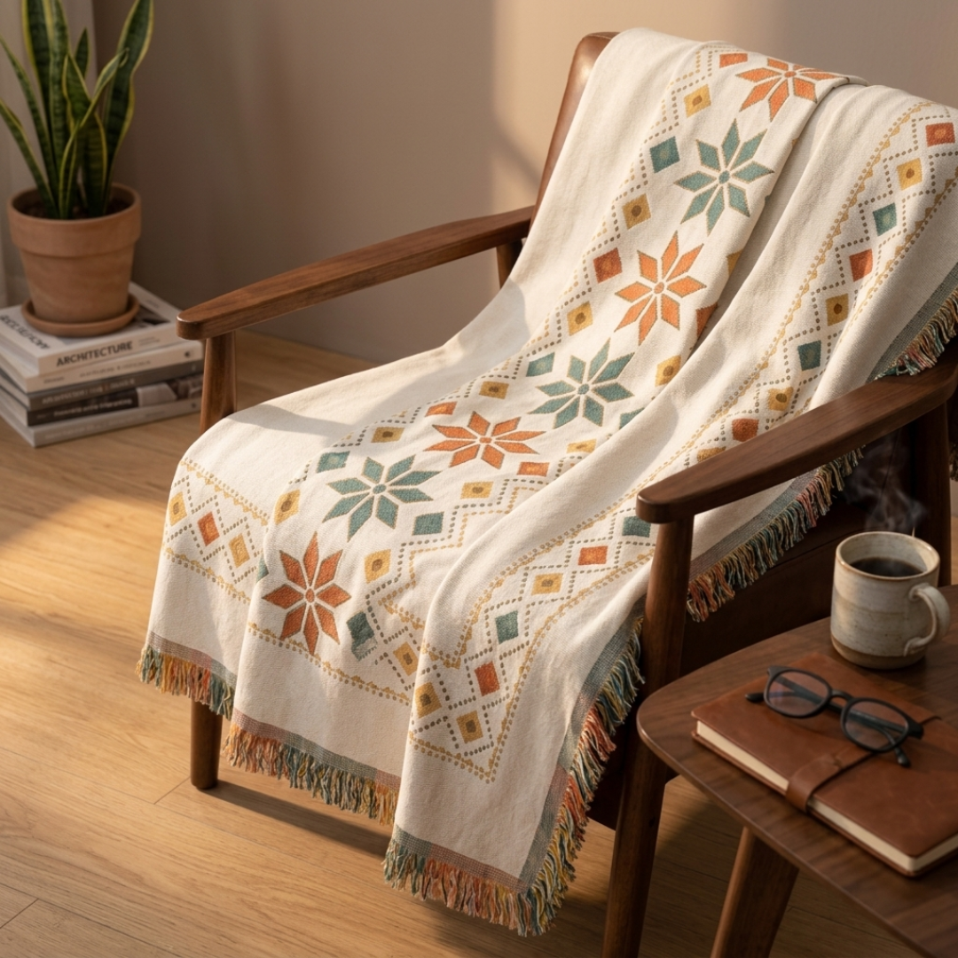 Unique Pattern Reversible Chenille Throw Sofa Cover