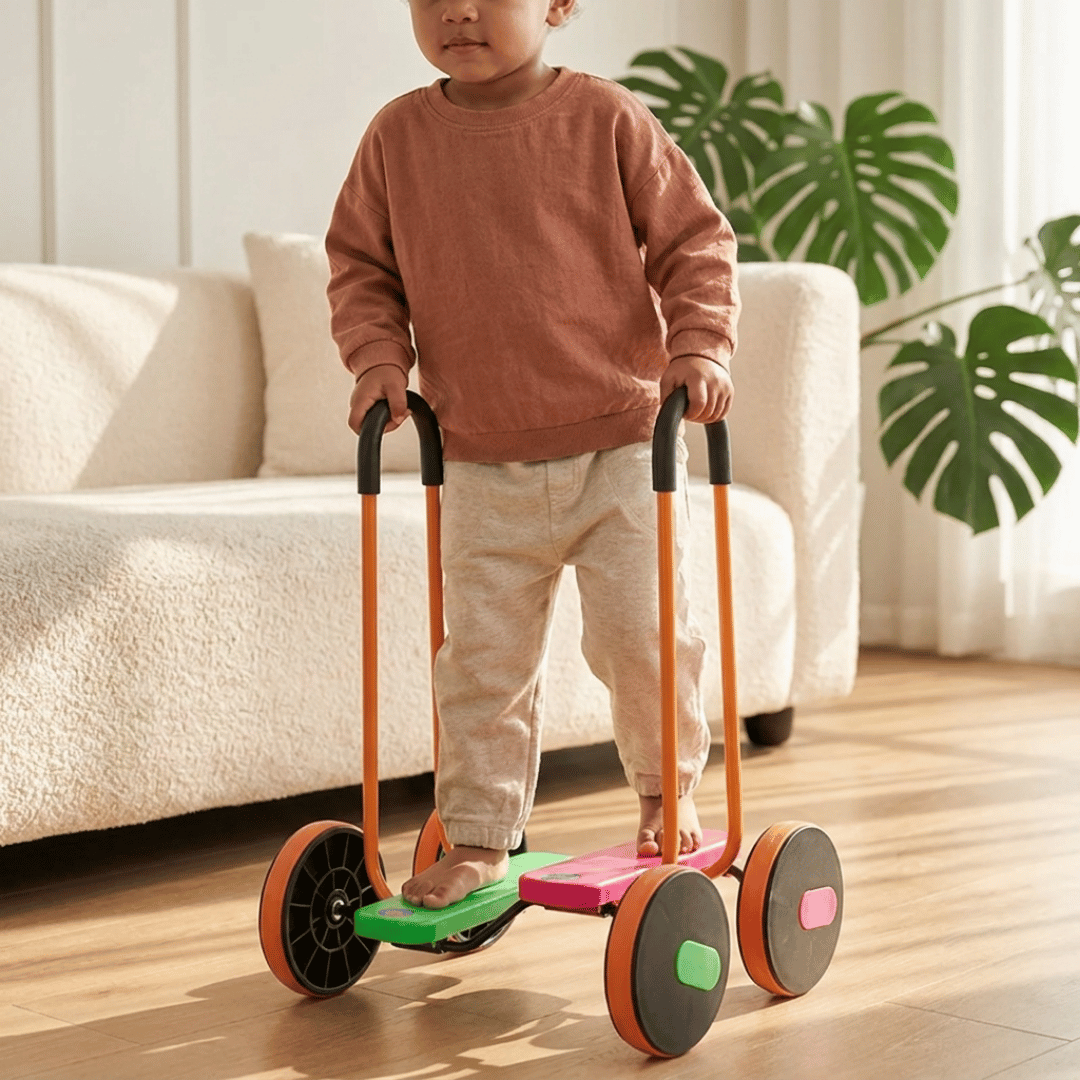 Homero Kids Sensory Balance Scooter with Handrail Outdoor Training Toy (Red Color)