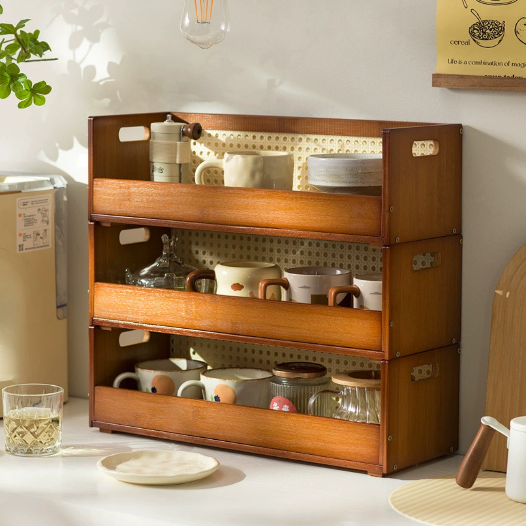 Premium Bamboo Multi-Scene Usage Countertop Storage Cabinet
