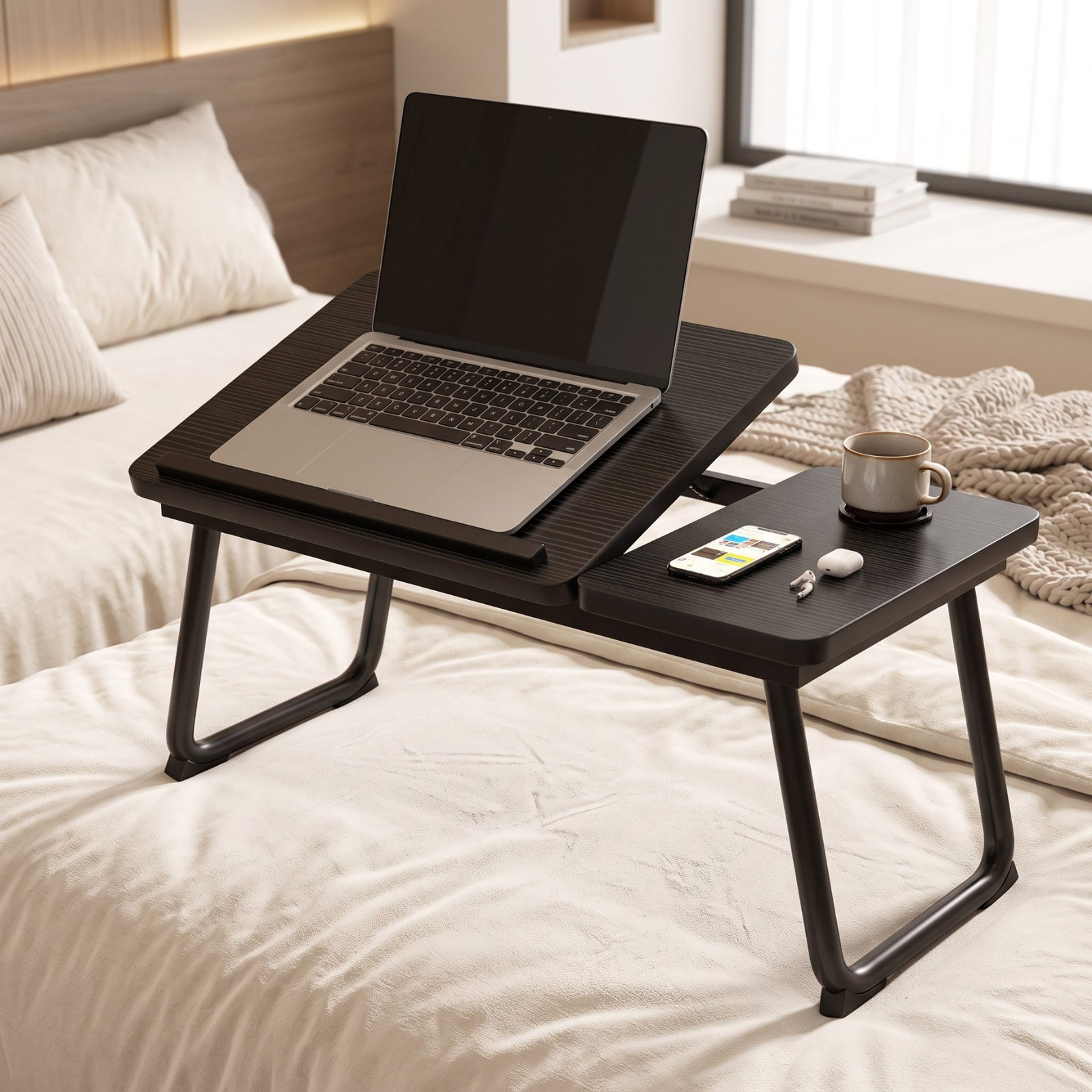 Multi Purpose Laptop Bed Adjustable Study Desk with Cup Holder