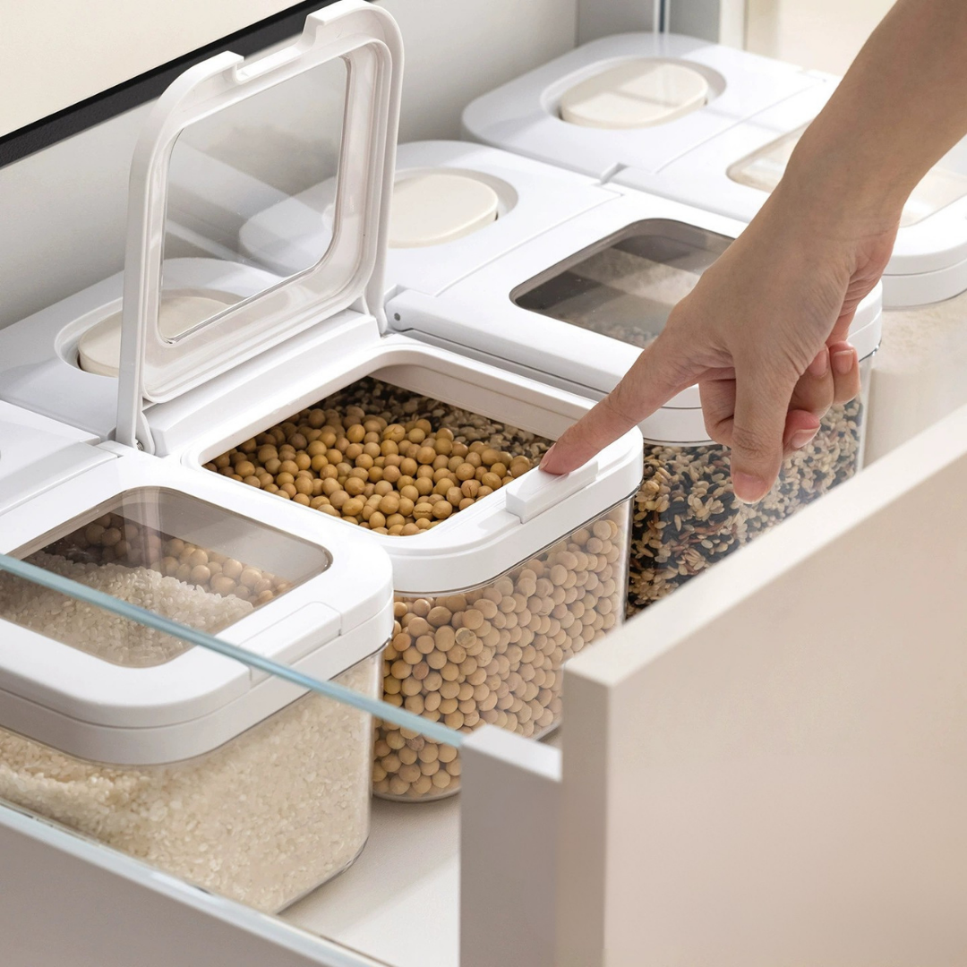 HOMERO Airtight Grain Transparent Window Double Seal Storage Container - 3.2L