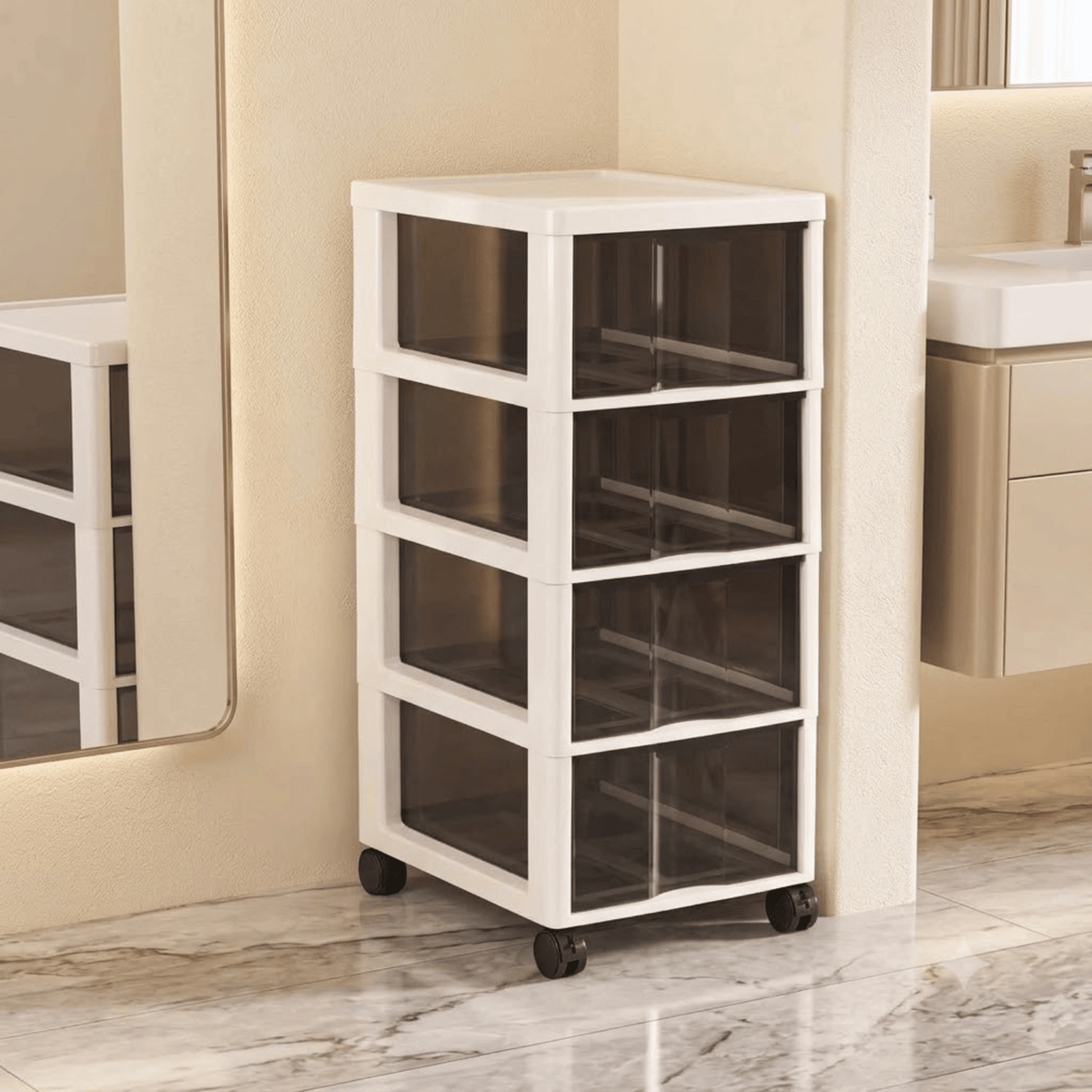 Multi-Layer Stackable Storage Cabinet Organizer with Wheels