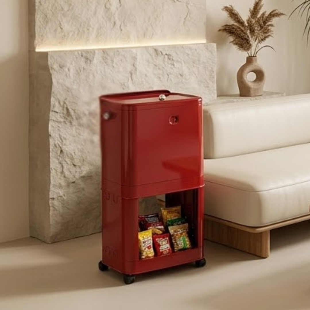Multifunctional 2 Layer Portable Kitchen Waste Bin with Odour Control and Smooth Mobility