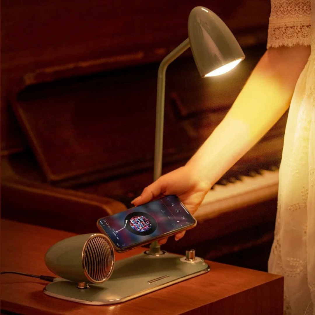 HOMERO 3 in 1 Eye-Caring Desk Lamp with Bluetooth Speaker Wireless Charger
