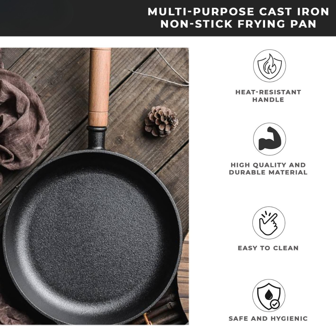 Homero Premium Non-Stick Cast Iron Fry Pan with Glass Lid 22cm  Design
