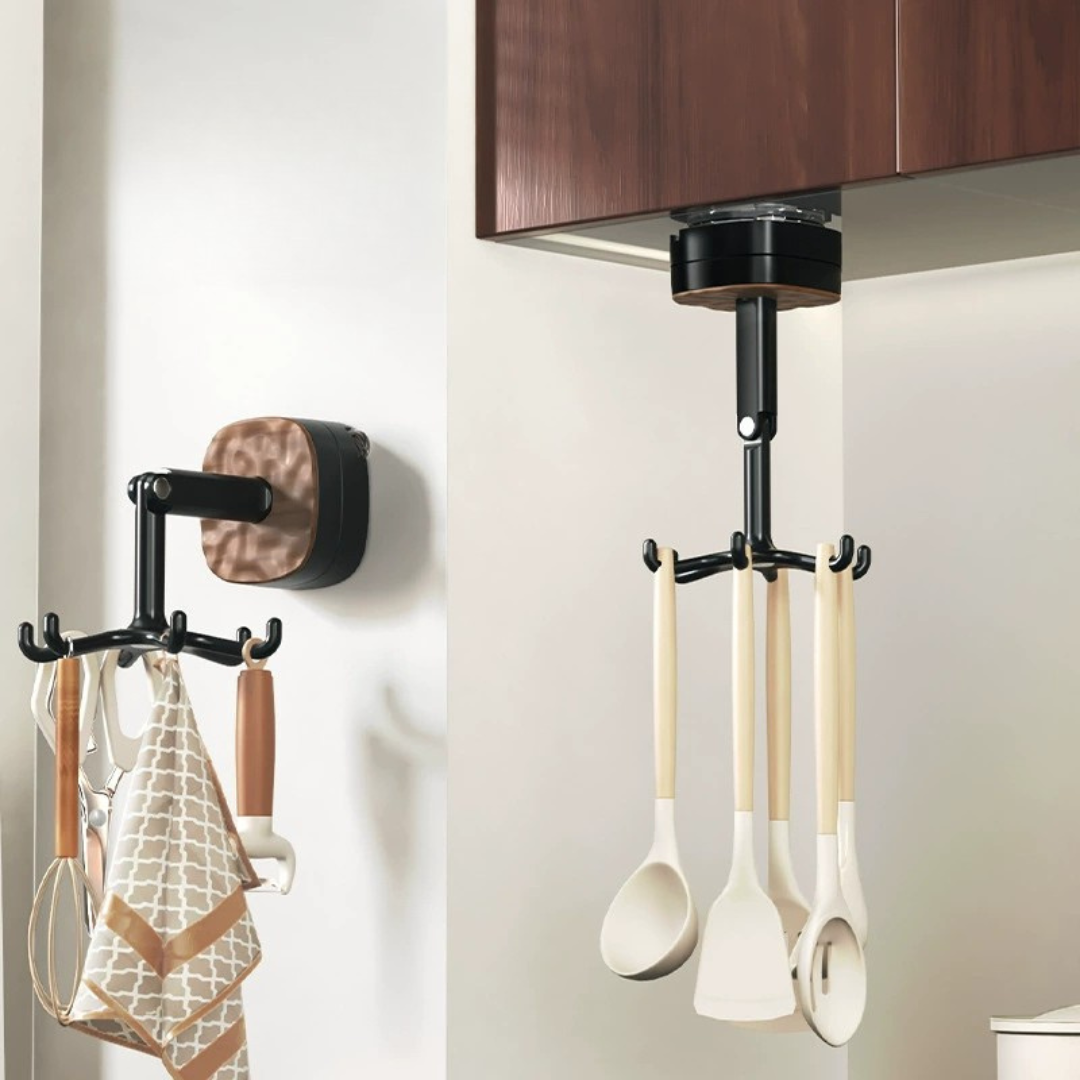 6-Claw Rotating Suction Wall Hook Organizer